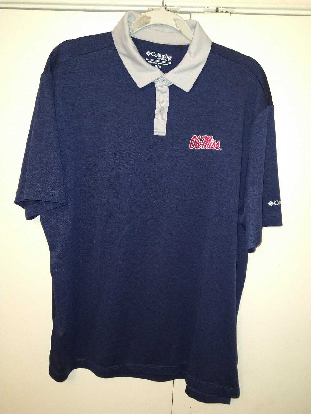 Columbia Golf Ole Miss Rebels NCAA Short Sleeve Polo Shirt Men's sz XL.